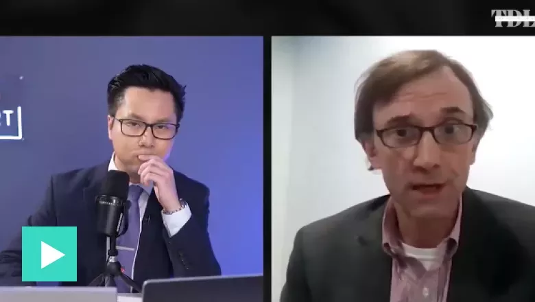 Doug Peta interviewed by The Deep Dive, shown alongside a host in a suit.